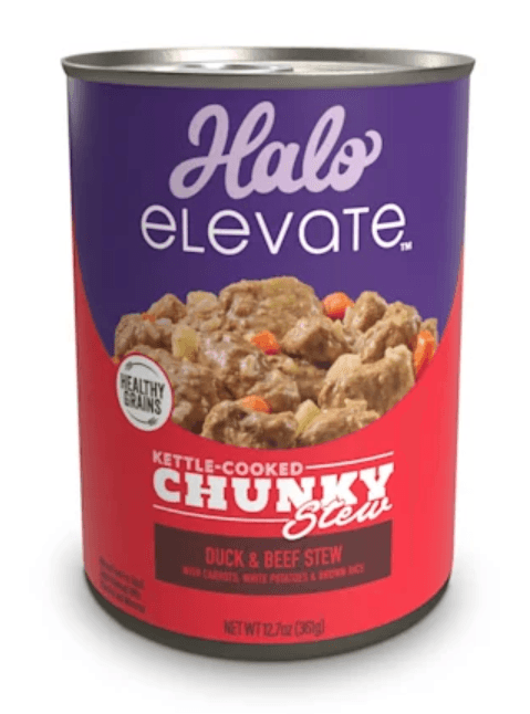 Halo Elevate Granos saludables Estofado de pato y ternera, Alimento para Perro