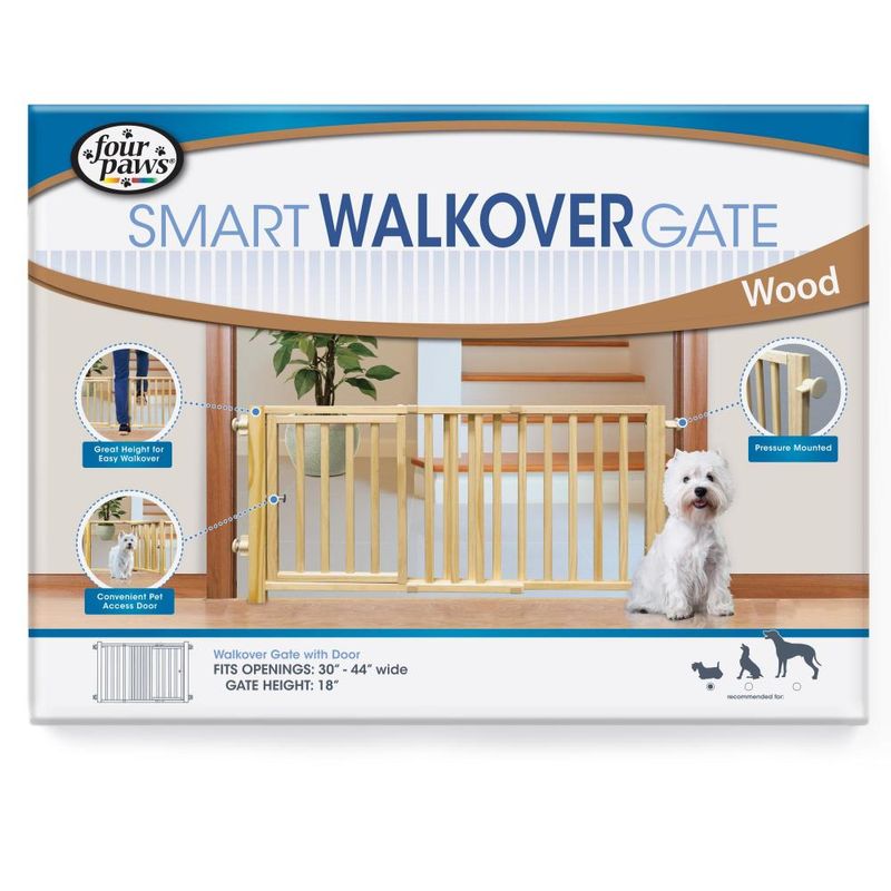 045663572181_Four-Paws_Walkover-Wood-Dog-Gate-with-Door-30-44in_InPackagingFront