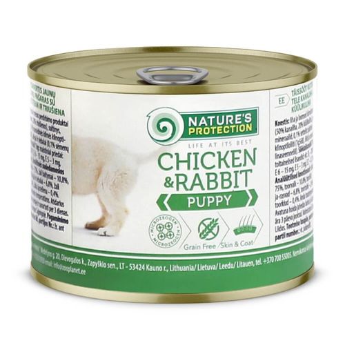 Lata De Alimento Húmedo Para Cachorro Pollo Y Conejo Natures Protection