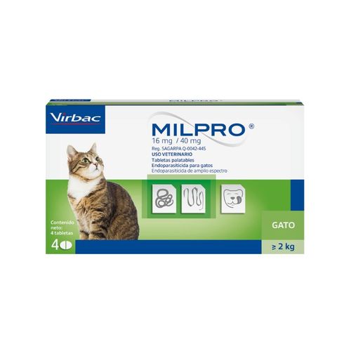 Virbac Antiparasitario Interno para gato Milpro +2 kg