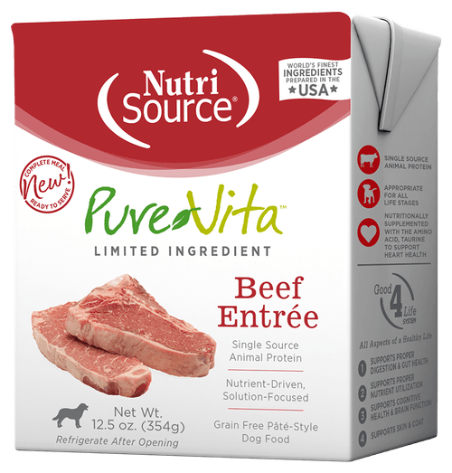 Tetra Pack Nutri Source Pure Vita Beef Entrée Paté Para Perro (Carne De Res)