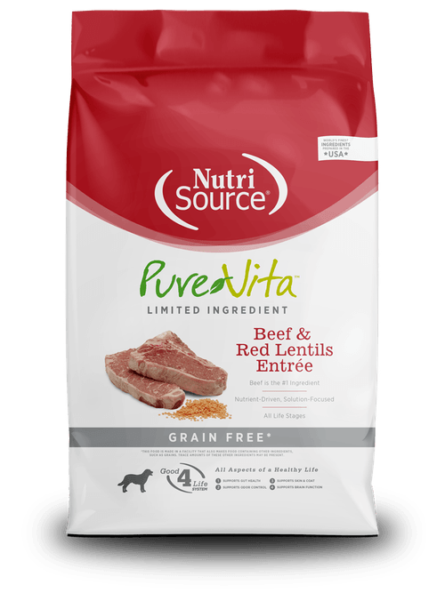 Nutri Source Pure Vita Beef & Red Lentils Libre De Granos (Carne de Res Y Lentejas Rojas)